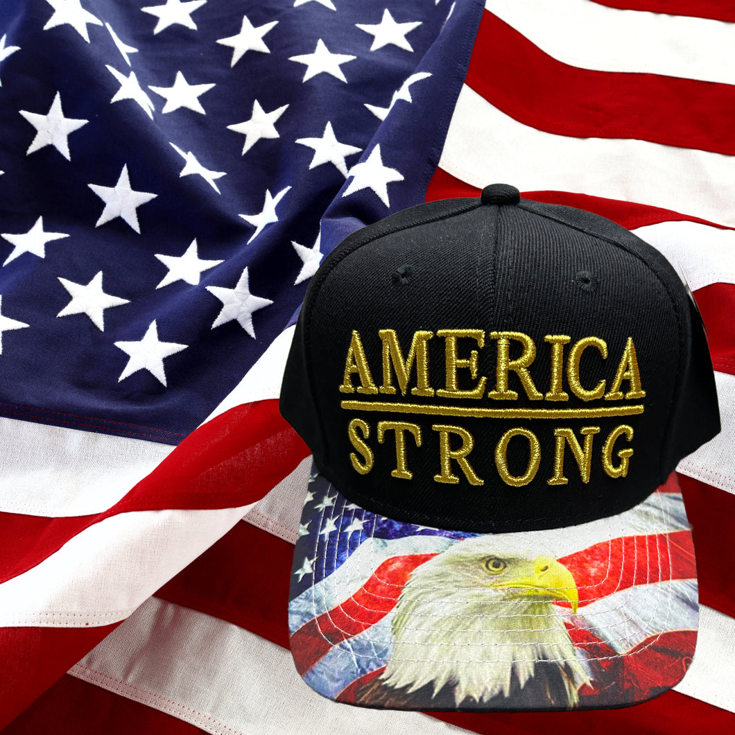America Strong Black with Gold Embroidery