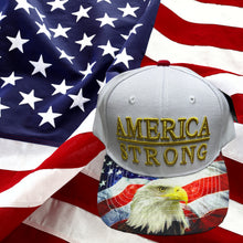 Load image into Gallery viewer, America Strong White Hat with Gold Embroidery