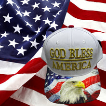 Load image into Gallery viewer, God Bless America White with Gold Embroidery