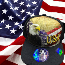 Load image into Gallery viewer, Bald Eagle with American Flag Adustable Snapback